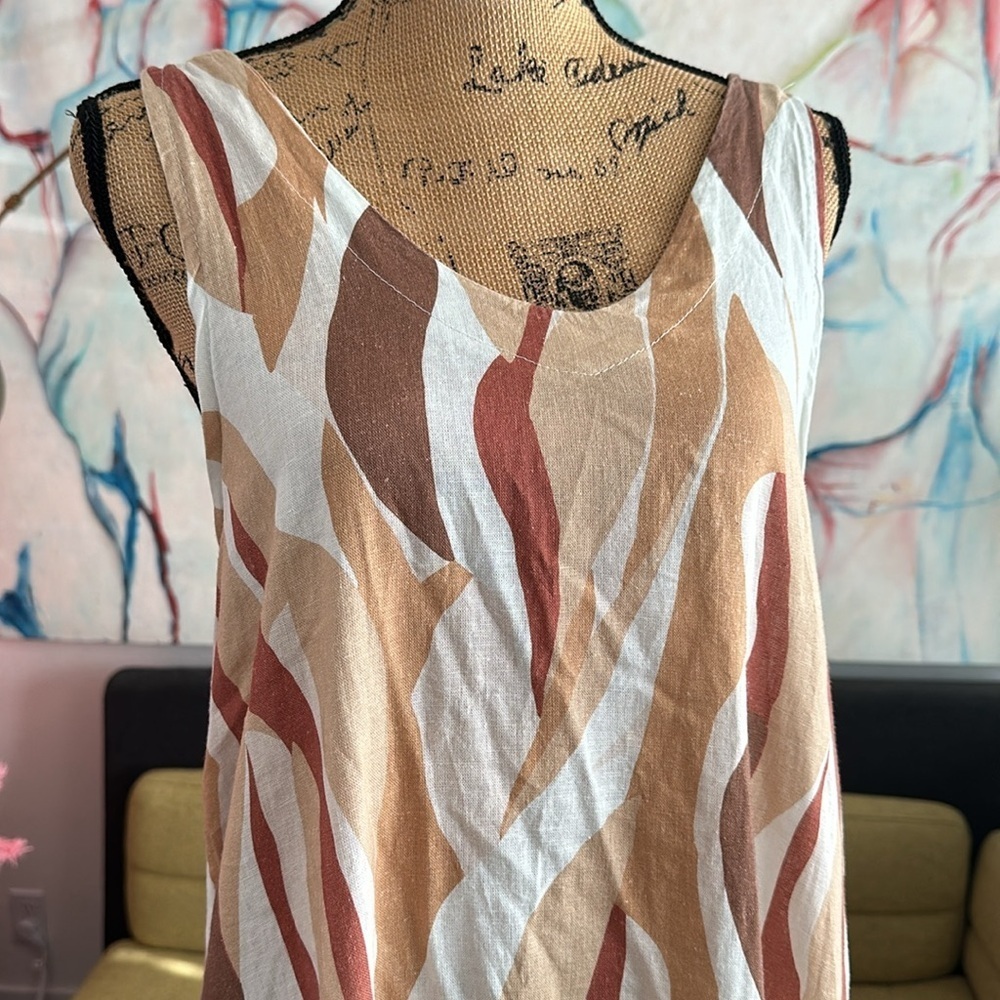 🤎🤎🤎Christina Vergani medium linen dress brown tan maxi - Picture 2 of 9
